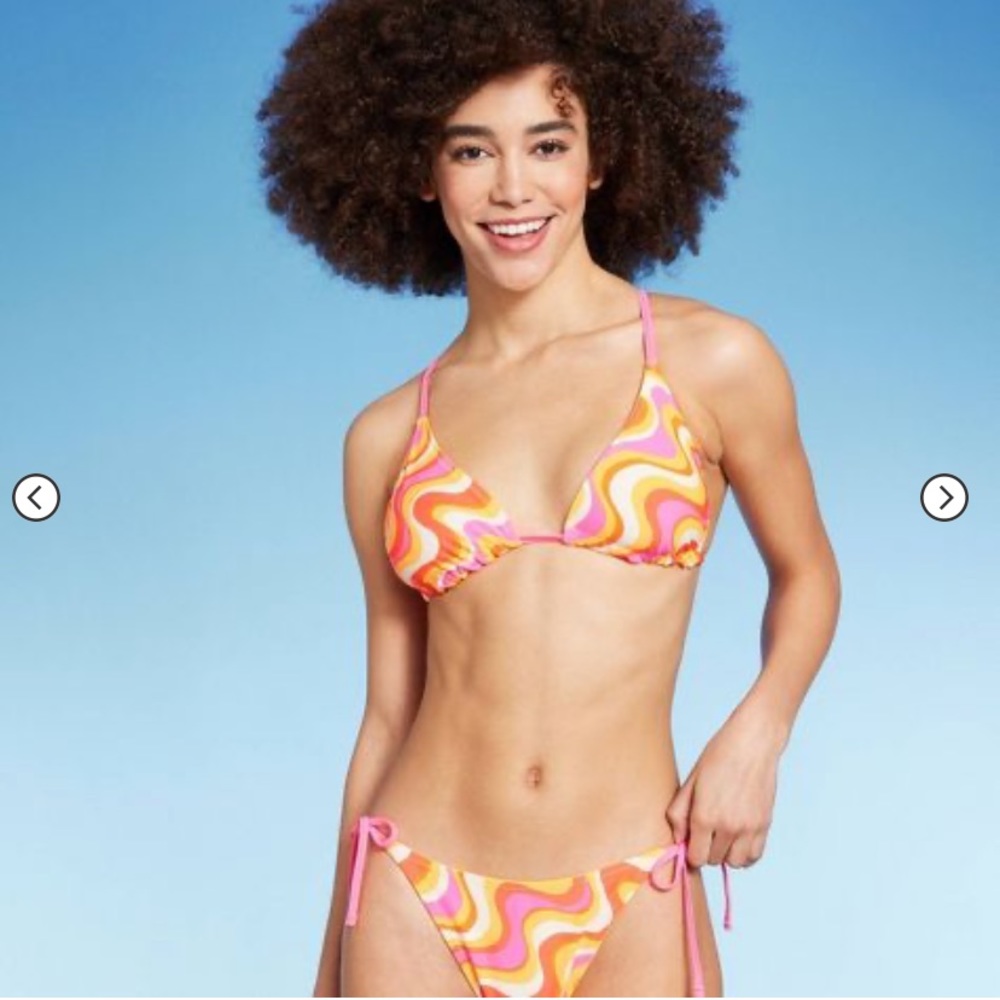 NWT Wild Fable Reversible Retro Swirl/Tangerine Bikini